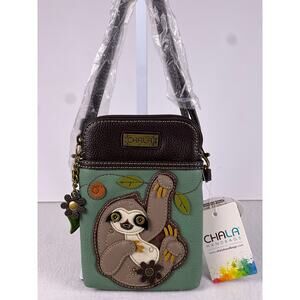 NWT Chala Handbags Cell Phone/Crossbody Adjustable Strap Teal Dimensional